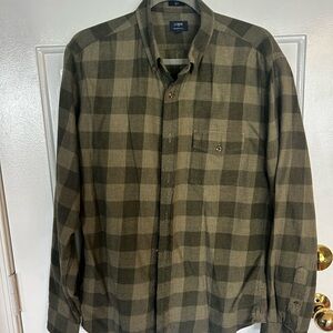 J. Crew Olive and Dark Green Plaid Button-Down Shirt